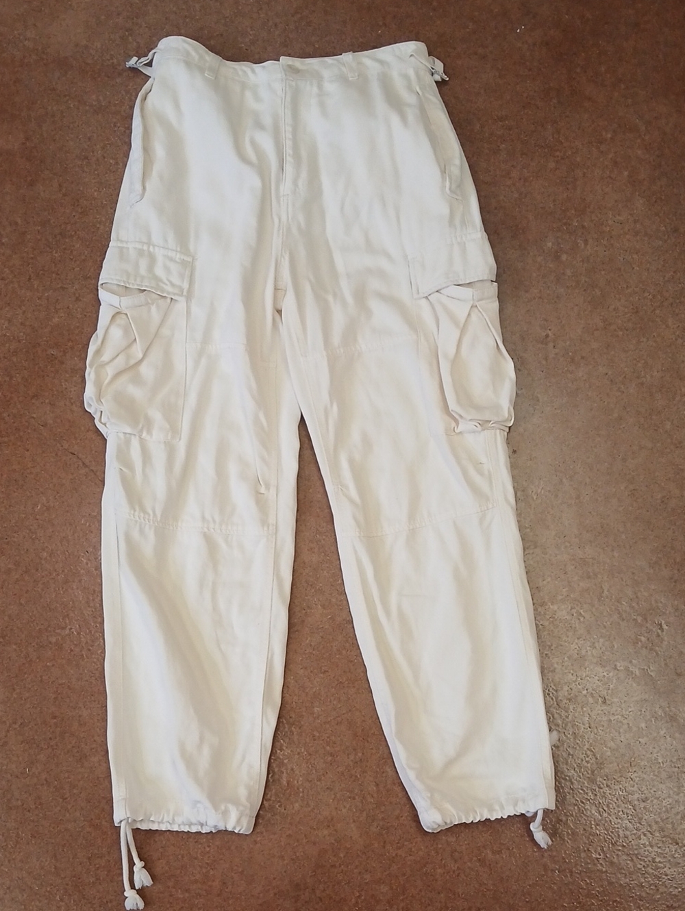Funnyzo Soft Satin Coated Dressy Pants Drawstring Ankle Utility Trousers